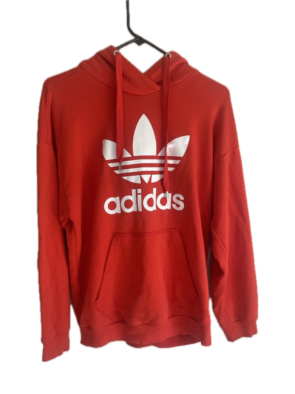 Adidas Women’s Red Trefoil Logo Hoodie Sweatshirt – Classic 3-Stripes